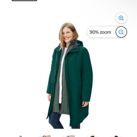 Woman Within Forest Green Hooded Trench Coat with Quilted Liner - Picture 4 of 7